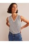 Navy / White Women's Boden Regular V-neck Slub Vest