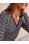 Navy / White Women's Boden Cotton V-Neck Long Sleeve Tops
