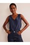 Navy Women's Boden Regular V-neck Slub Vest