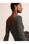 Black Stripes Women's Boden Fluted Sleeve Jersey Tops