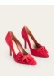 Red Women's Boden Suede-Bow Heeled Court Shoes