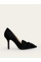 Black Women's Boden Suede-Bow Heeled Court Shoes