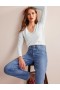 White Women's Boden Cotton V-Neck Long Sleeve Tops