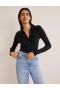 Black Women's Boden Ribbed Fitted Cardigan