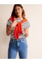 White / Navy Stripes Women's Boden Supersoft Boat Neck T shirts