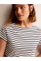 White / Navy Stripes Women's Boden Supersoft Boat Neck T shirts