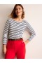 White / Navy Women's Boden Ella Long Sleeve Breton T shirts