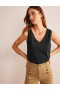 Black Women's Boden Regular V-neck Slub Vest