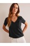 Black Women's Boden Regular V-neck Slub T shirts
