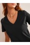 Black Women's Boden Regular V-neck Slub T shirts