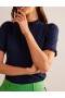 Navy Women's Boden Supersoft Frill Detail T shirts