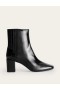 Black Women's Boden Block-Heel Leather Ankle Boots