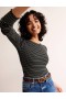 Black Stripes Women's Boden Long Sleeve Metallic Tops