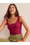 Red Women's Boden Double Layer Square Neck T shirts