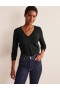 Black Women's Boden Catriona Cotton V-Neck Sweater