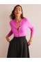 Pink Women's Boden Cropped Cashmere Crew Cardigan