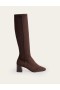 Coffee Women's Boden Cara Heeled Stretch Knee-high Boots