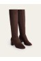 Coffee Women's Boden Cara Heeled Stretch Knee-high Boots