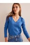 Blue Women's Boden Cotton V-Neck Long Sleeve Tops