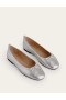 Silver Metal Women's Boden Kitty Flexi Sole Ballet Flats