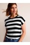 Black / White Women's Boden Tamsin Short Sleeve Tops