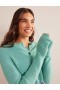 Turquoise Women's Boden Cropped Cashmere Crew Cardigan