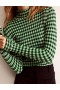 Navy / Light Green Women's Boden Fitted Check Sweater
