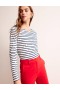 White / Navy Women's Boden Ella Long Sleeve Breton Tops