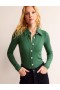 Green Women's Boden Jewelled-Button Ribbed Shirts
