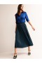 Green / Navy Stripes Women's Boden Jersey Metallic Pleated Skirts