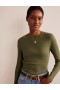 Green Women's Boden Cotton Ribbed Long Sleeve Tops