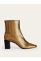 Gold Metal Women's Boden Block-Heel Leather Ankle Boots
