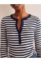 Navy / White Women's Boden Anna Rib Henley T shirts