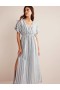 Blue Stripes Women's Boden Linen Kaftan Maxi Dress
