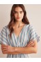 Blue Stripes Women's Boden Linen Kaftan Maxi Dress