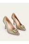 Gold Metal Women's Boden Jewelled Heeled Court Shoes