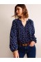 Navy Women's Boden Gathered Neck Silk Blouse Tops
