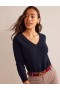 Navy Women's Boden Eva Cashmere V-Neck Sweater