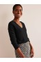 Black Women's Boden Eva Cashmere V-Neck Sweater