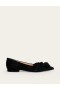 Black Women's Boden Suede-Bow Ballet Flats
