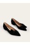 Black Women's Boden Suede-Bow Ballet Flats