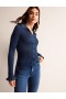 Blue Women's Boden Sparkle-Rib Collared Cardigan