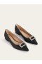 Black Metal Women's Boden Jewelled-Buckle Flats