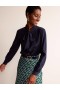 Navy Women's Boden Bow-Neck Button-Down Blouse Tops