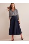 Navy Women's Boden Taffeta Pull-on Midi Skirts