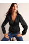 Black Women's Boden V-Neck Tea Blouse Tops