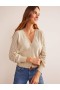 White Women's Boden Pointelle Sleeve Cardigan