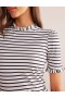 White / Navy Women's Boden Supersoft Frill Detail T shirts