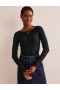 Black Women's Boden Essential Boat-Neck Jersey Tops