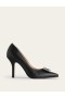 Black Metal Women's Boden Jewelled Heeled Court Shoes